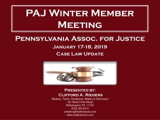 PAJ Winter M ember Meeting