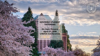 ADVISING STUDENT VETERANS Dr. Sam Powers April 27, 2018 UW/CC Conference