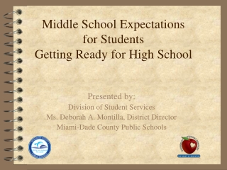 Middle School Expectations for Students Getting Ready for High School