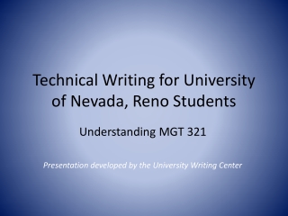 Technical Writing for University of Nevada, Reno Students