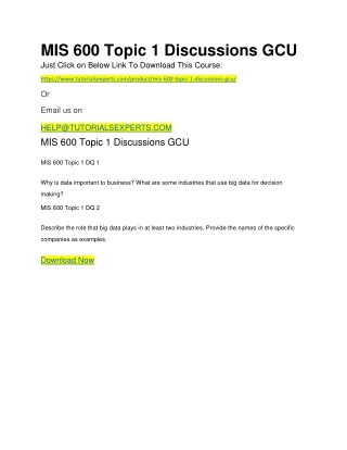 MIS 600 Topic 1 Discussions GCU