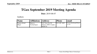 TGax September 2019 Meeting Agenda