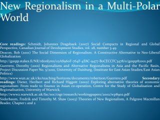 New Regionalism in a Multi-Polar World