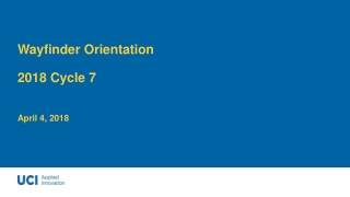 Wayfinder Orientation 2018 Cycle 7 April 4, 2018