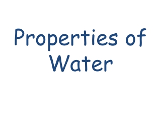 Properties of Water