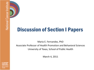 Discussion of Section I Papers