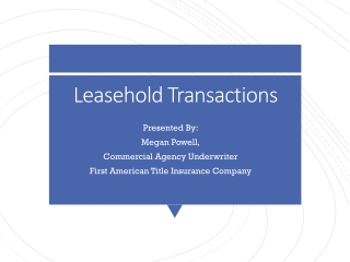 Leasehold Transactions