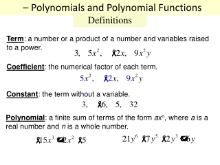 – Polynomials and Polynomial Functions