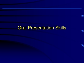 Oral Presentation Skills