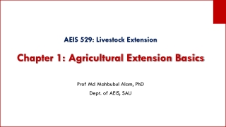 AEIS 529: Livestock Extension Chapter 1: Agricultural Extension Basics