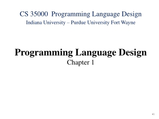 Programming Language Design Chapter 1