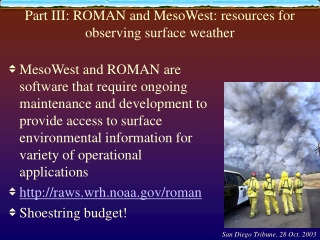 Part III: ROMAN and MesoWest: resources for observing surface weather