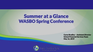 Summer at a Glance WASBO Spring Conference