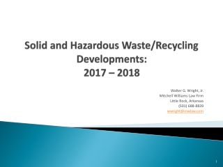 Solid and Hazardous Waste/Recycling Developments: 2017 – 2018