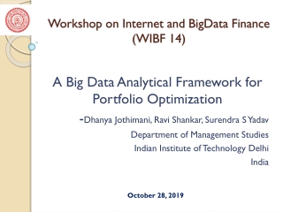 Workshop on Internet and BigData Finance (WIBF 14)