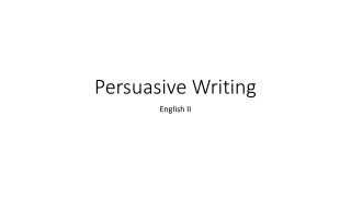 Persuasive Writing