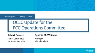 OCLC Update for the PCC Operations Committee