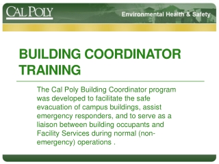 Building Coordinator training