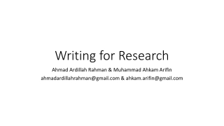 Writing for Research