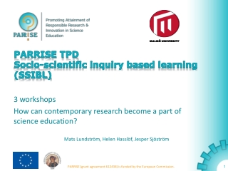 PARRISE TPD Socio-scientific inquiry based learning (SSIBL)