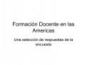 Formaci n Docente en las Americas