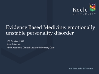 Evidence Based Medicine: emotionally unstable personality disorder