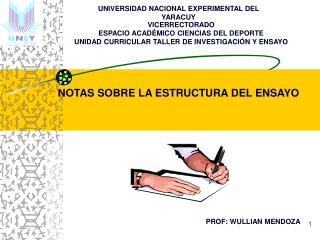 VICERRECTORADO ESPACIO ACADÉMICO CIENCIAS DEL DEPORTE UNIDAD CURRICULAR TALLER DE INVESTIGACIÓN Y ENSAYO