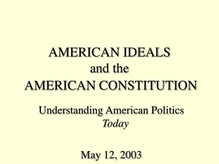 AMERICAN IDEALS and the AMERICAN CONSTITUTION