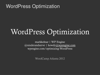 WordPress Optimization