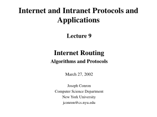 Internet and Intranet Protocols and Applications