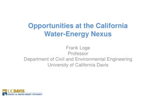 Opportunities at the California Water-Energy Nexus