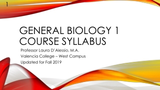 General Biology 1 Course Syllabus