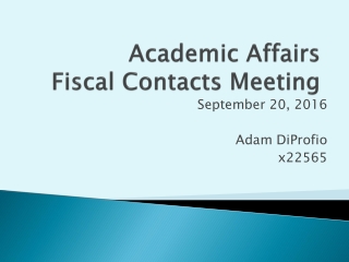 Academic Affairs Fiscal Contacts Meeting