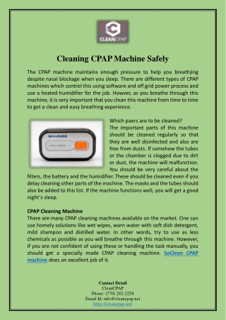Cleaning CPAP Machine Safely