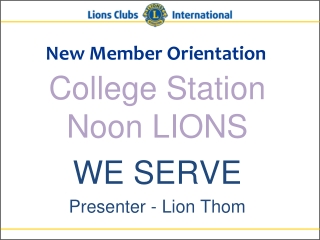 New Member Orientation