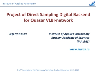 Project of Direct Sampling Digital Backend for Quasar VLBI-network
