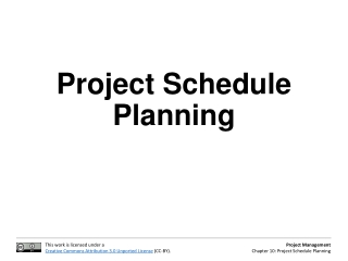 Project Schedule Planning