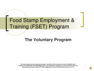 Food Stamp Employment &amp; Training (FSET) Program