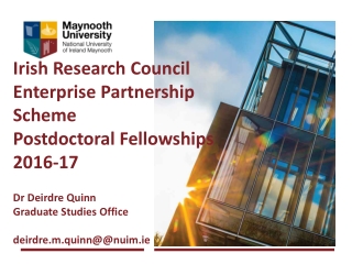 Irish Research Council Enterprise Partnership Scheme Postdoctoral Fellowships 2016-17