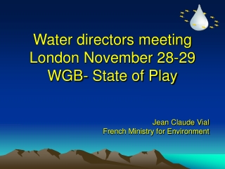 Water directors meeting London November 28-29 WGB- State of Play