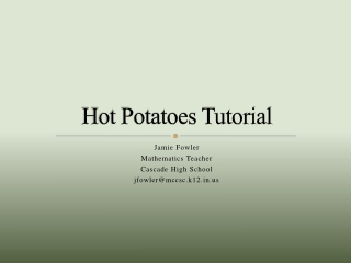 Hot Potatoes Tutorial