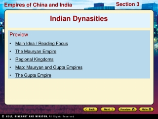 Preview Main Idea / Reading Focus The Mauryan Empire Regional Kingdoms