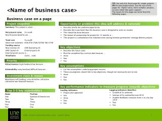 Business case on a page