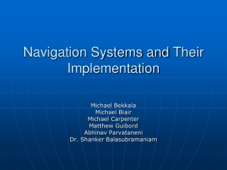 Navigation Systems and Their Implementation