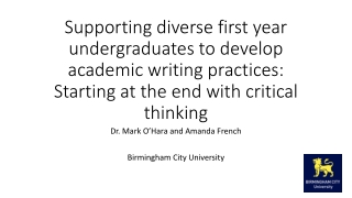 Dr. Mark O’Hara and Amanda French Birmingham City University