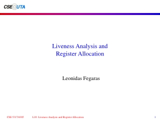 Liveness Analysis and Register Allocation