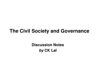 The Civil Society and Governance