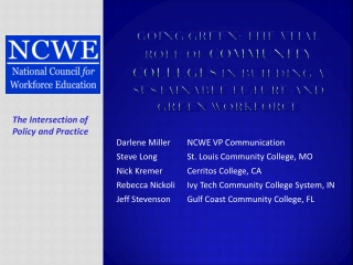 Darlene Miller	NCWE VP Communication Steve Long	St. Louis Community College, MO