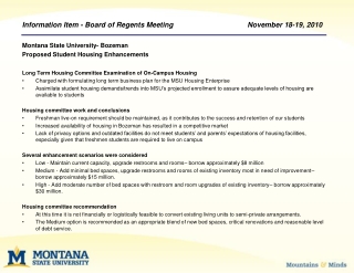 Information Item - Board of Regents Meeting	 		November 18-19, 2010