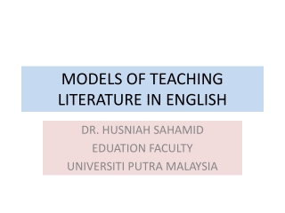 MODELS OF TEACHING LITERATURE IN ENGLISH